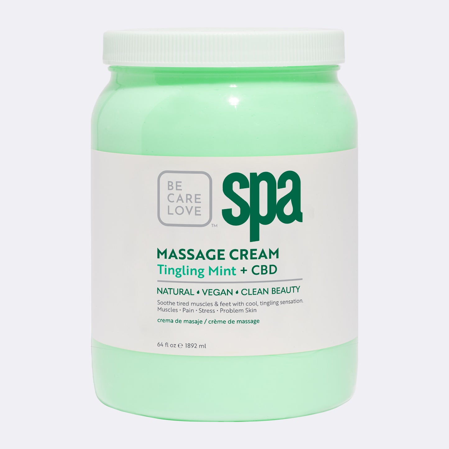BCL - Massage Cream, Tingling Mint & CBD, 64 oz.